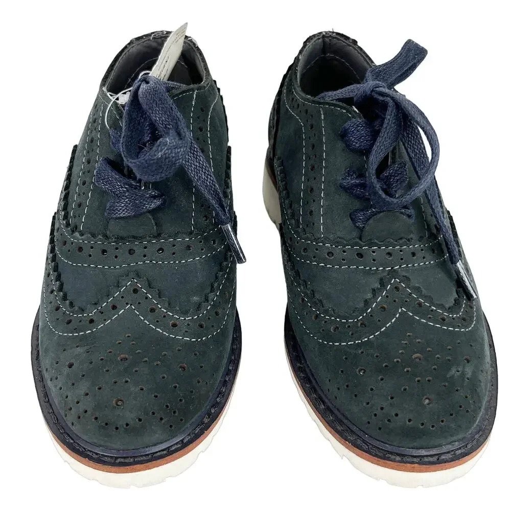 Kenneth Cole Wing Tip Oxfords Navy 9 Brogue Nubuck New5